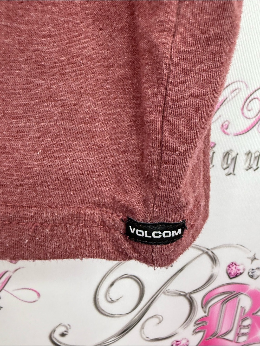 Volcom Long Sleeve Raglan Shirt - Maroon and Dark Gray - Picture 5 of 12